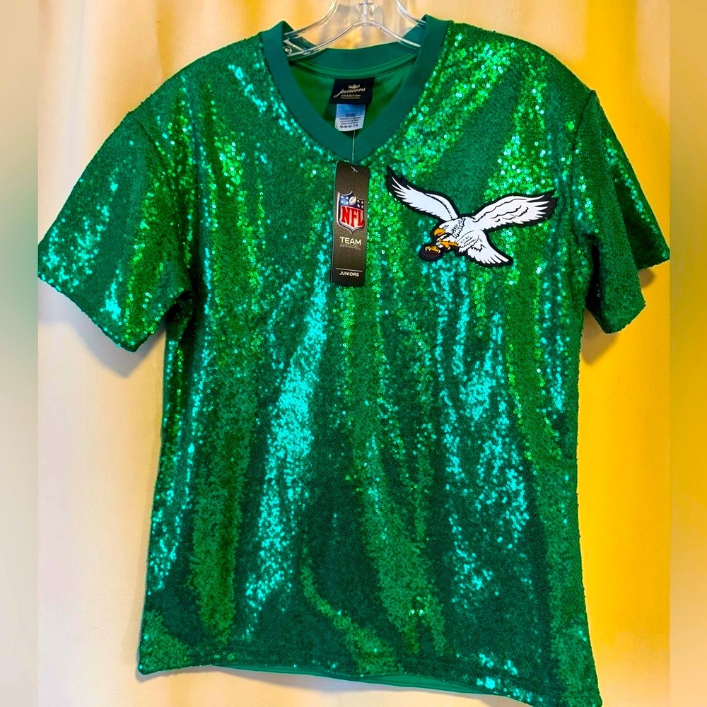 NFL official *EAGLES* sequined and embroidered v-neck